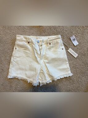 NWT Blank NYC White Lace-Trim Denim Shorts